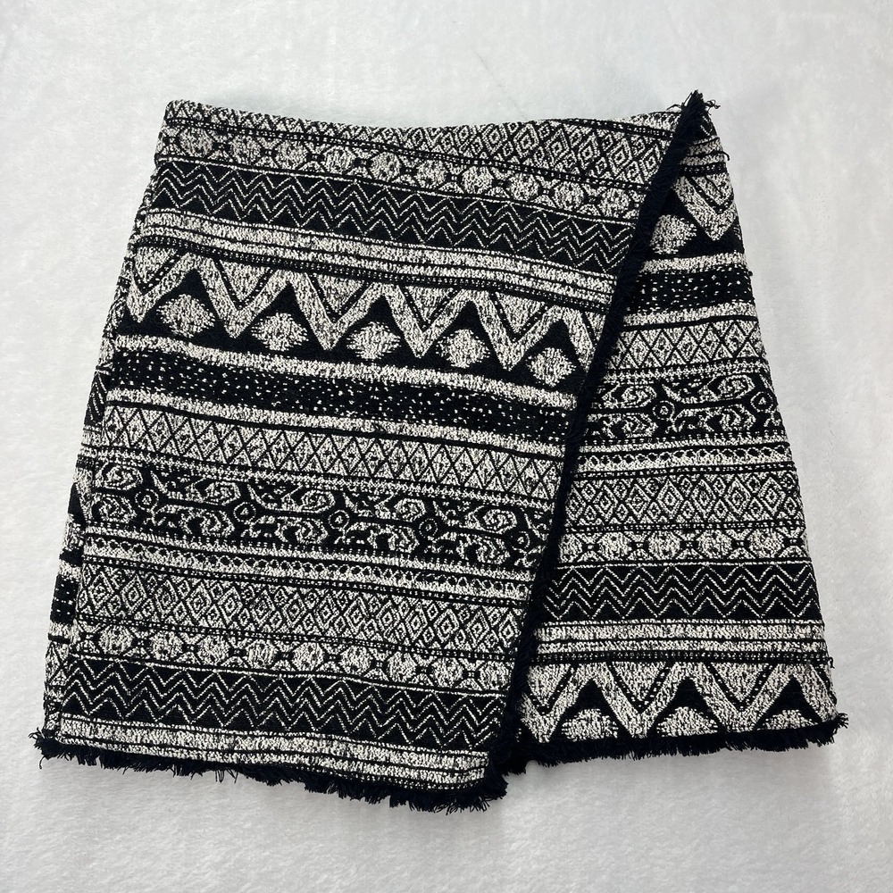 H&M Faux Wrap Mini Skirt Womens 4 Tribal Aztec Textured Boho Geometric